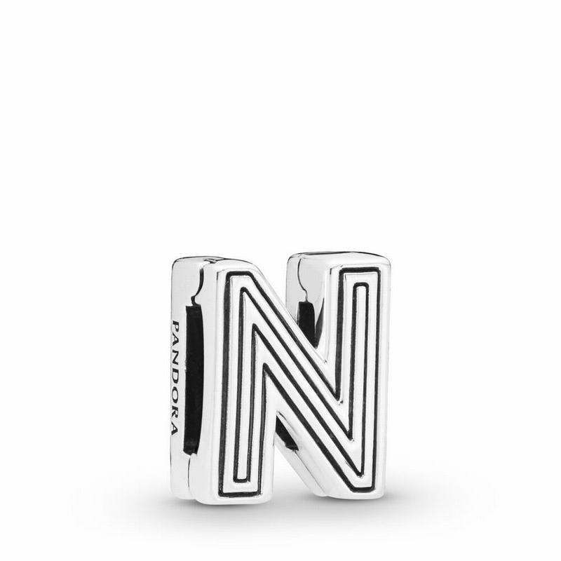 Pandora Reflexions™ Letter N Clip Charm Ireland - Sterling Silver/Silicone - 230975EXW